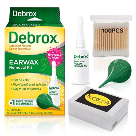 Debrox Earwax Removal Kit Featuring NYCPI Tissue Pack Bundle for Easy Cleanup (Drops 0.5 OZ ...