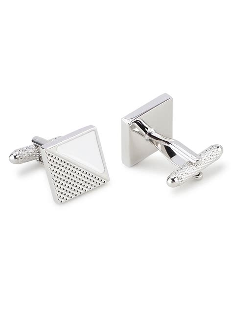 Silver & White Triangle Cufflink
