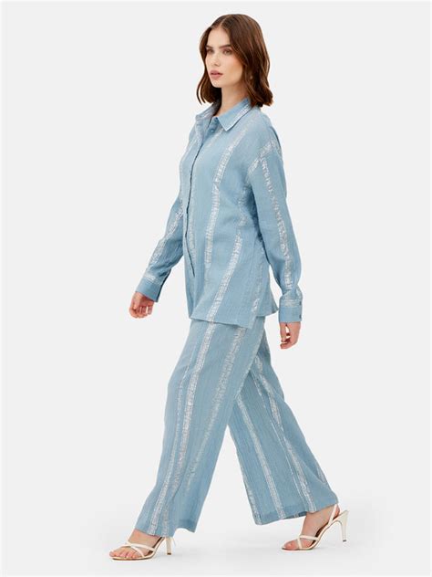 Lurex Striped Trousers Kazo - Women's Straight Leg Trousers for Easy ...