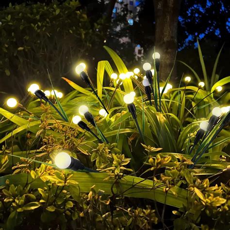 Firefly Solar Lights Outdoor Garden, 2 Pack 8 LED Swaying Starburst ...