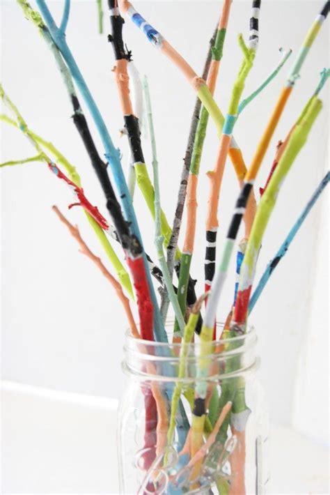 Painted Twig Bouquet | Homemade Ginger | Craft stick crafts, Twig art ...