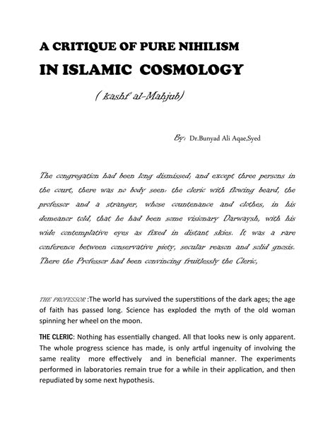 A Critique Of Pure Nihilism In Islamic Cosmology | PDF