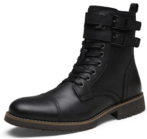 Snapklik.com : Vostey Mens Boots Zipper Leather Casual Boots For Men ...