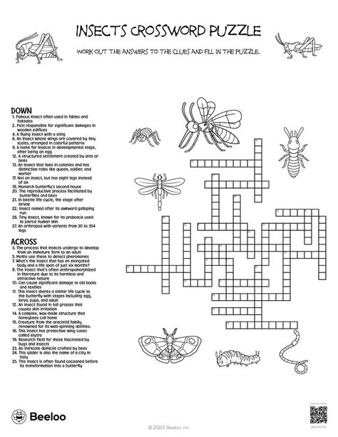 Insect-themed Crossword Puzzles • Beeloo Printable Crafts and ...
