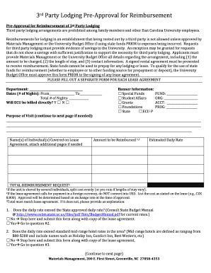 Fillable Online ecu Third Party Lodging Pre-Approval Form - East ...