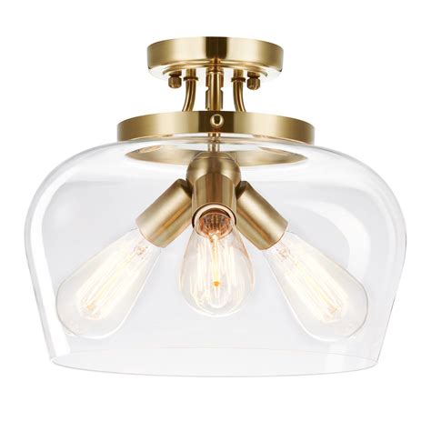VONLUCE Mid-Century Modern Semi Flush Mount Ceiling Light, Gold Ceiling ...