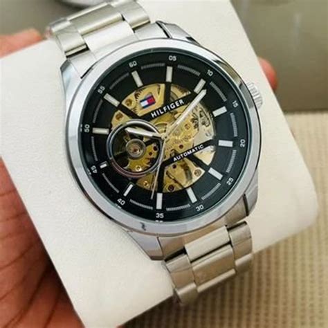 Tommy Hilfiger Silver Black Automatic Metal – thewatchtime.shop