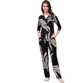 Buy Claura Women Floral Printed Night Suit (Black, Small) at Amazon.in