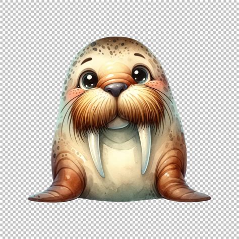 Premium PSD | Friendly walrus illustration isolated on transparent ...