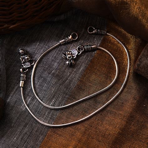 Buy Teejh Ethnic Silver Anklets Online for Women | Ethnic Jewellery