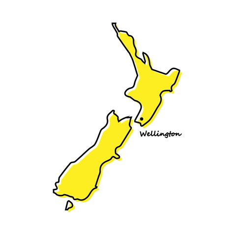 Simple outline map of New Zealand with capital location 21854972 Vector Art at Vecteezy