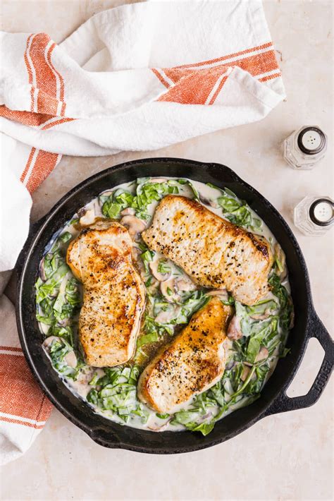 Lightened Up Creamy Garlic Pork Chops - The Balanced Nutritionist