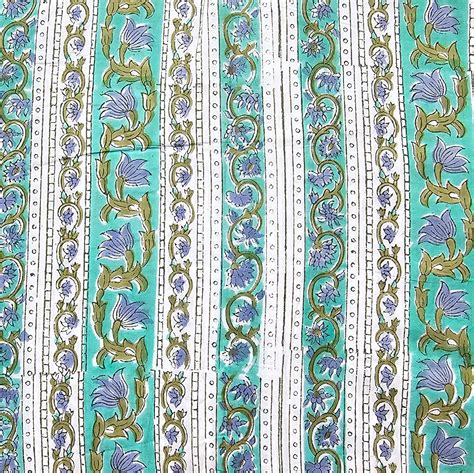 Pure Cotton Jaipuri White And Green Border And Flower Creeper Hand Blo ...