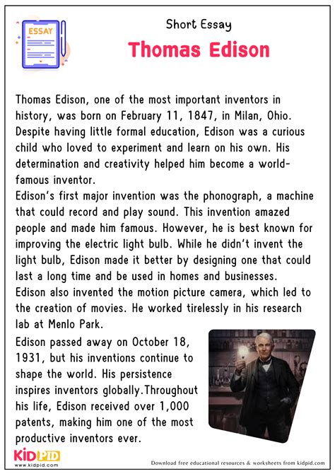 Essay - Thomas Edison - Kidpid