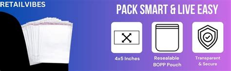 RETAILVIBES® 4x5 Inch | 10x12 Cm, 100 Pcs Self Adhesive Transparent ...