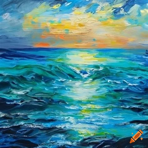 Impressionist painting of the ocean off the Tahitian coast on Craiyon