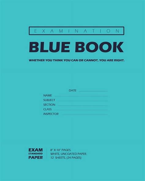 Bigidea Wide Ruled Examination Blue Book, 8" x 10", White, 24 Pages ...