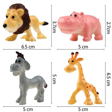Buy Shoro Cartoon Animal,12 Pack Mini Plastic Wild Animals Models Toys ...