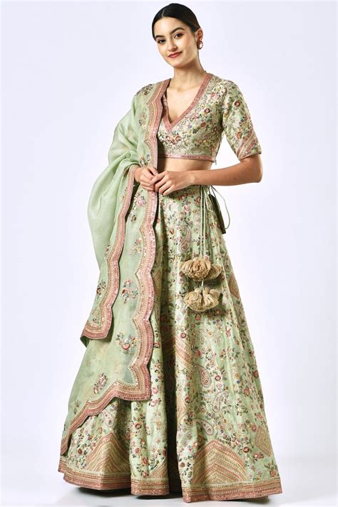 Pista Green Embroidered Lehenga Set – Petticoat