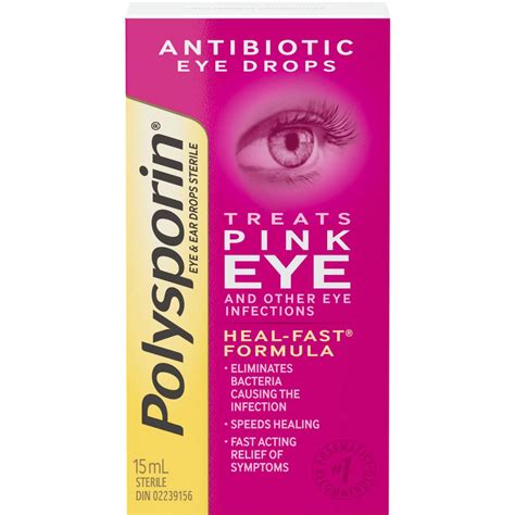Polysporin Antibiotic Eye & Ear Drops, 15mL - Recommended for Pink Eye & Ear Infections - CTC Health