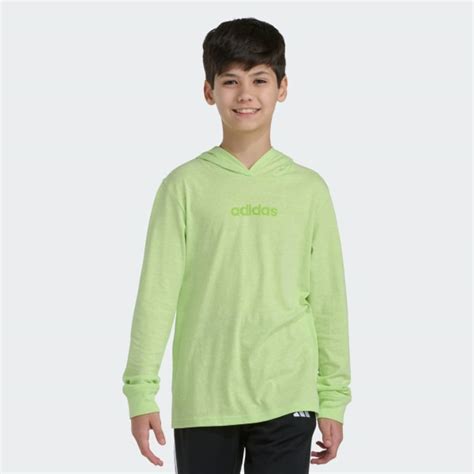 adidas LS HOODED SNOW HTHR TEE 26 - Green | Free Shipping with adiClub