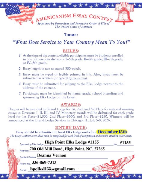 Americanism Essay Contest 2025-26 – HP Elks Lodge #1155