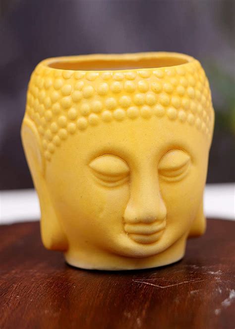 Get Yellow Ceramic Round Buddha Ceramic Flower Pot at ₹ 489 | LBB Shop