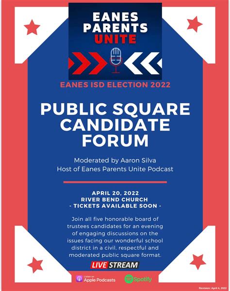 EANES ISD Public square School Board candidate forum - We the People ...
