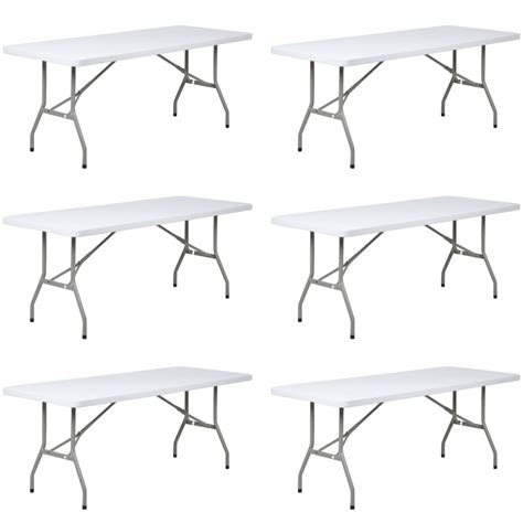 Buy 6 Pack 6 Foot X 30 Inch. Heavy-Duty Granite White Plastic Folding ...
