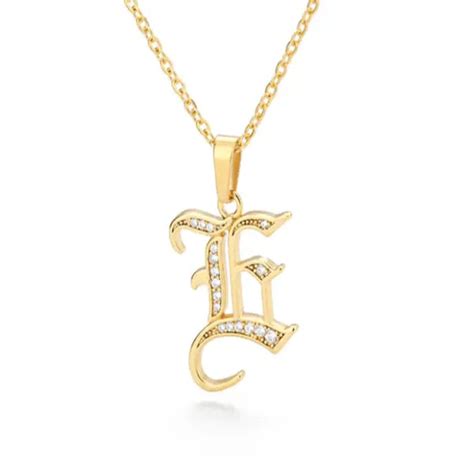 Yellow Gold Adjustable Silver Font Letter Pendant For Woman