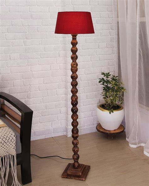 Homesake® Antique Wooden Floor Lamp with Shade, Vintage Night Lamp ...