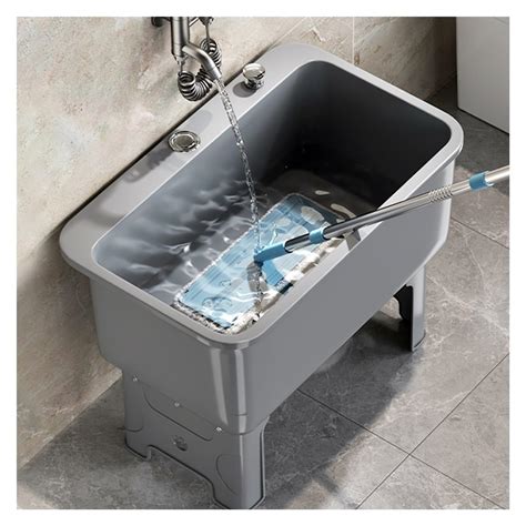 Portable Floor Mop Sink with Drain Kit, Indoor Outdoor Freestanding ...