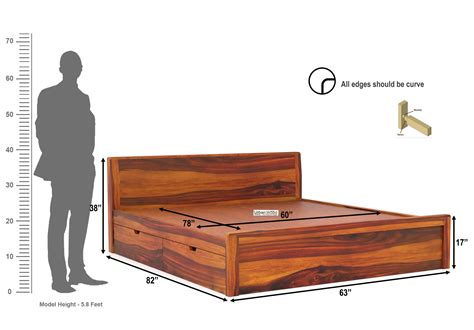 Buy Elora Drawer Storage Bed (Queen Size, Honey Finish) Online in India ...