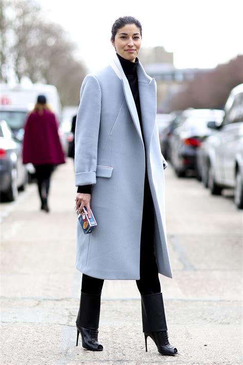 Street Style: The Latest News and Photos | Blue coat outfit, Light blue ...