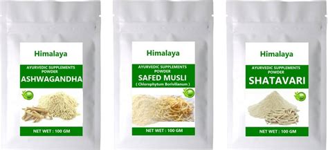 HIMALAYA NATURAL ASHWAGANDHA, SAFED MUSLI & NATURAL SHATAVARI POWDER ...