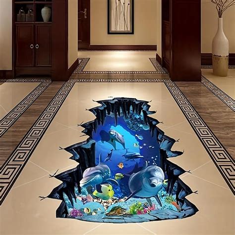 3D Underwater World Wall Sticker Decal Cartoon Dolphin Pvc Waterproof ...
