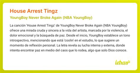 Significado de la canción HOUSE ARREST TINGZ (YoungBoy Never Broke ...