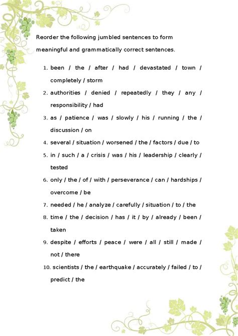 Jumbled Sentences Worksheet - Student Practice Activity - Studocu