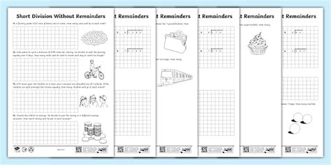 Short Division Worksheets Without Remainders | Maths