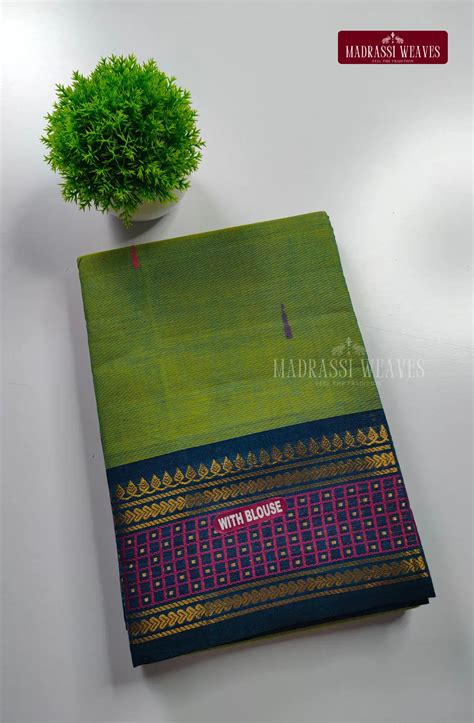 Pure Cotton Kanchi Border Saree – Madrassi Weaves