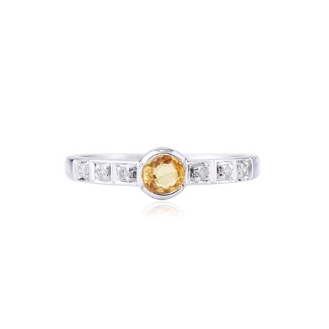 Buy Genuine Yellow Sapphire Ring, Sapphire Diamond Ring, Sterling ...