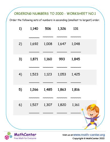 Ordering Numbers To 2000 - Worksheet No.1 | Worksheets | Math Center