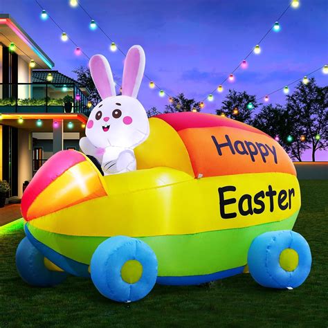 2025 New 6FT Easter Inflatable Outdoor Decorations He is Risen Cross ...
