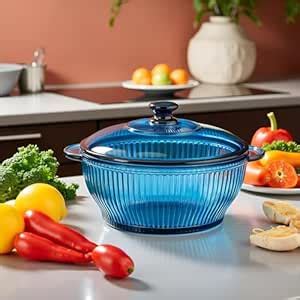 Buy Premium Aqua Blue Borosilicate Glass Casserole Dish 1.5L with Lid ...