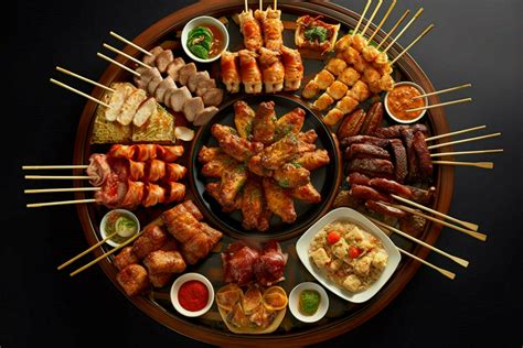 chinese food pu pu platter with metal barbeque in 30634299 Stock Photo ...