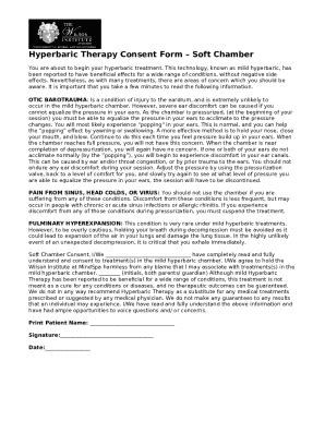 Mild Hyperbaric Therapy Consent Doc Template | pdfFiller