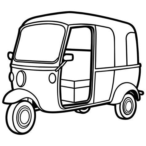 Auto Rickshaw outline illustration digital coloring book page line art drawing 44254862 Vector ...