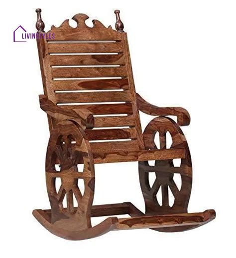 Mukund Solid Wood Rocking Chair in Rustic Teak Finish – LivIn Styles