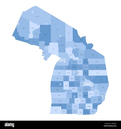 Michigan, MI - detailed political map of US state. Administrative map ...