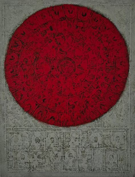 "Durga 4": Red Religious painting by Basuki Das Gupta – ArtZolo.com